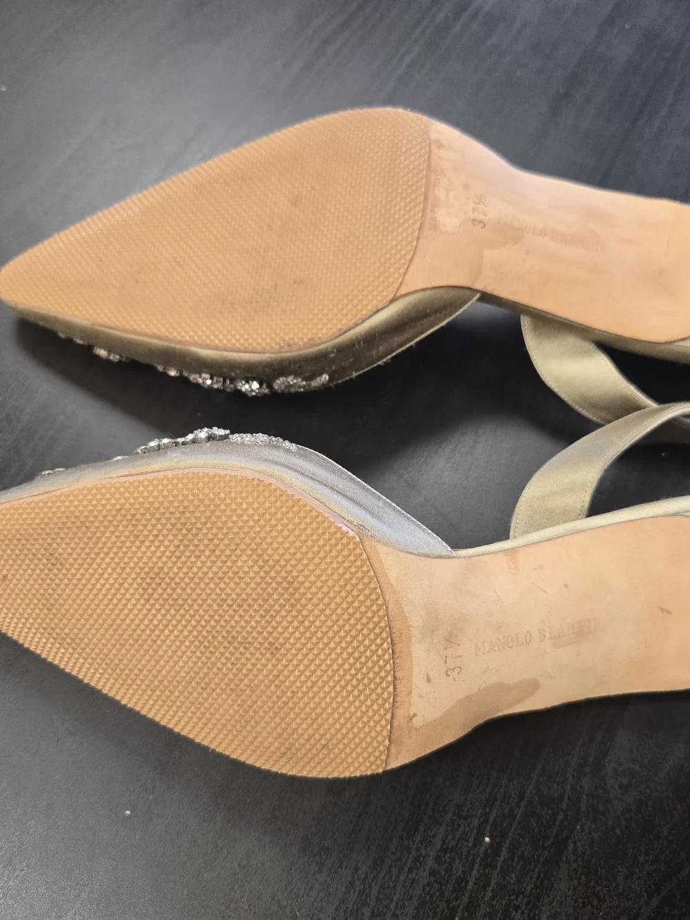Authentic Manolo Blahnik Crystal Embellished Slingback Heels EU 37.5